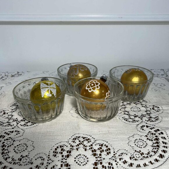 MCM Shiny Brite gold & glitter ornaments - Picture 1 of 10